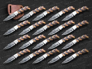 Lot Of 20 Damascus Folding Knives - Great for Hunting, Camping, & Everyday Carry - Picture 1 of 3