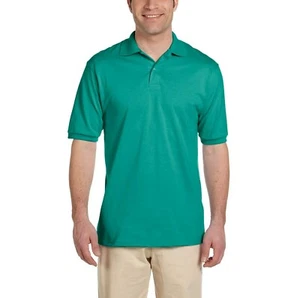 JERZEES Mens Short Sleeve Welt-knit Collar SpotShield Golf Polo Shirt Jade S - Picture 1 of 5