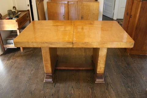 French Art Deco dining table 1930s white oak, maple veneer Cover