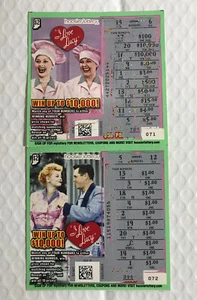 Vintage Set Of 2 I Love Lucy Used Lottery Scratch Off Tickets - Picture 1 of 2