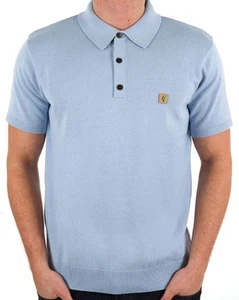 Gabicci Vintage Knitted Polo Sky - Picture 1 of 3