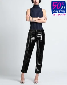 RRP€298 MSGM Straight Trousers IT38 US2 UK6 XS Black Coated Made in Italy - Picture 1 of 5