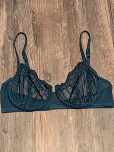 La Perla 34C BH türkis Blumen transparent Spitze Netz Seide Bügel Balconette Luxus - Bild 1 von 6
