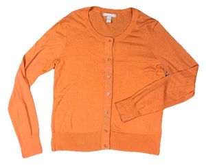 Banana Republic Orange Cardigan Womens M Cotton Blend Grosgrain Button Placket - Picture 1 of 9