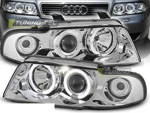 Headlights for AUDI A4 B5 1994-1998 Angel Eyes Chrome WorldWide FreeShip US LPAU - Bild 1 von 14