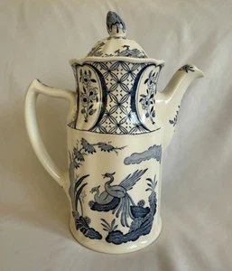 RARE Antique OLD CHELSEA Coffee Pot Furnivals Ltd - Blue Birds - England 1915 - Picture 1 of 12