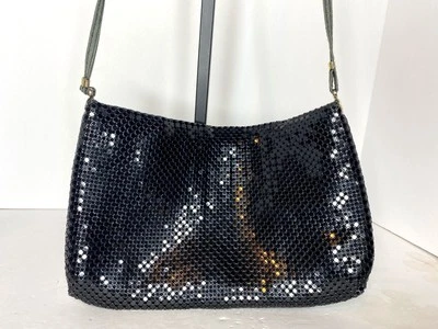 Cartera Bandolera de Colección Whiting & Davis International Negra Malla Metal Cuero  Foto 1 de 4