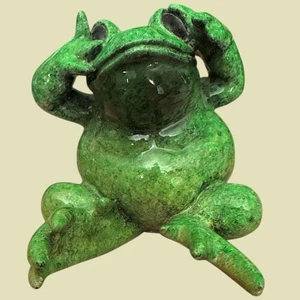 Kitty’s Critters Frosch Figur 3,5" grün Keramik See No Evil Sammlerstück - Bild 1 von 6