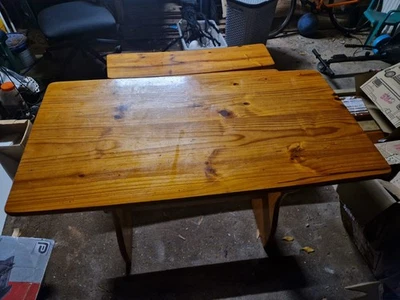 Pine Table With Benches - Image 1 of 3