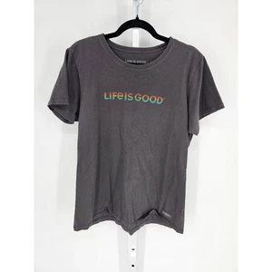 T-shirt donna Life Is Good taglia L frantoio grigia con stampa arcobaleno - Foto 1 di 4
