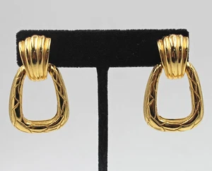 Christian Chr Dior Germany Gold Tone Metal Door Knocker Pierced Post Earrings - Bild 1 von 6