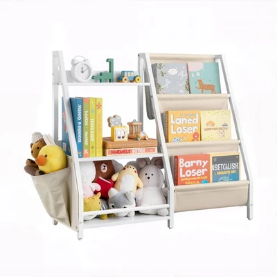 VEVOR Toy Storage Organizer Kids Bookshelf 7 Section Cubbies Sling Fabric Bag - Image 1 of 4