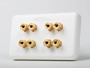 4 Speaker 8 Binding Post Banana Jack Wall Face Plate Surround Sound White - Picture 1 of 3