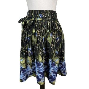 Falda Ann Taylor Loft Talla 12 Negra Azul Verde Floral Plisada Carrera Iglesia Boho - Imagen 1 de 9