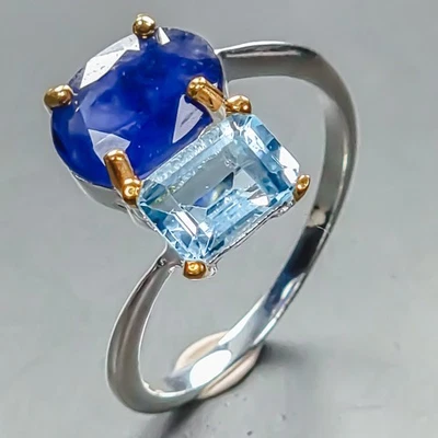 Fine Art Jewelry Blue Sapphire Ring 925 Sterling Silver Size 6.5 /R444905 - Image 1 of 4