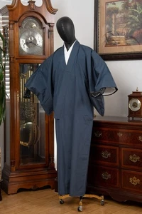 DEAR VANILLA JAPANESE KIMONO MEN'S ROBE GOWN AUTHENTIC JAPAN VINTAGE SAMURAI - Picture 1 of 7