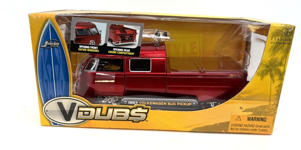 Jada Toys “v Dubs” Very RARE Candy Red 1962 VOLKSWAGEN Bus 23 Window 1 24