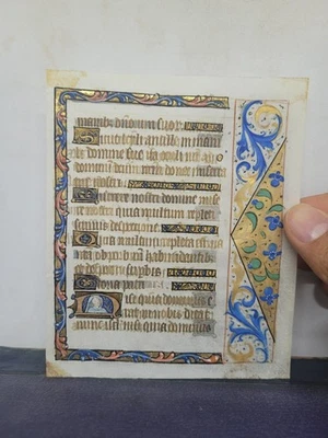 Book of Hours Leaf 1470 ~ Historiated Initial ~ Illuminated Vellum Manuscript - Image 1 of 4