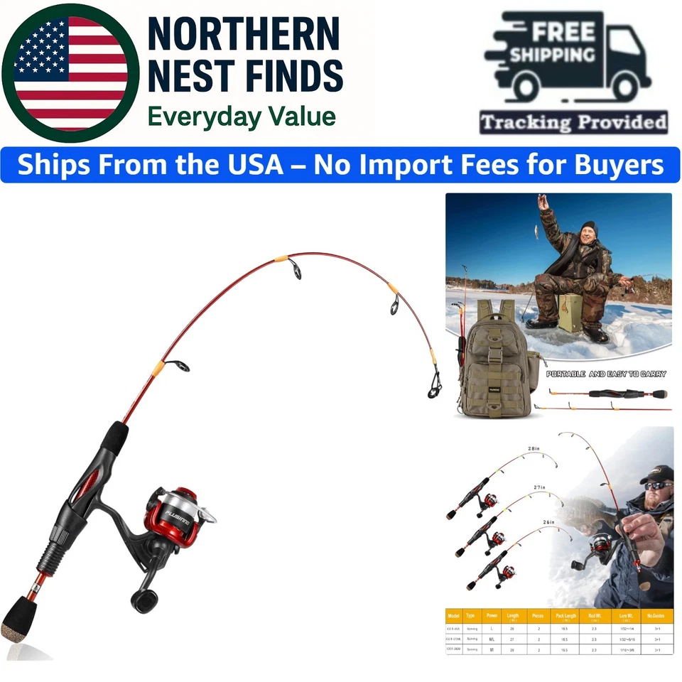 Ice Fishing Rod 28” with Cork Handle - Ultralight & Perfect for Gifting - Image 1 of 4
