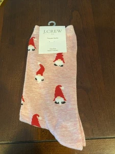 J. Crew Women’s Holiday Gnome Santa Hat trouser socks One Size Cotton Blend- NWT - Picture 1 of 4