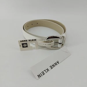 Anne Klein weißer Gürtel Preppy Glam Karriere Kunstleder Gr. S/M - Bild 1 von 9