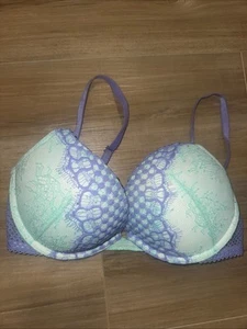 Sujetador Victorias Secret 34C púrpura azul bomba acolchado U/W encaje floral - Imagen 1 de 13