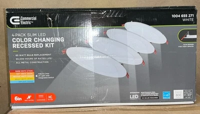 4 Pack Of 4 Each CE Slim 91478 6 inch Canless Recessed Lighting - White 16Lights - Image 1 of 4