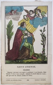 Imagerie populaire de Lille, Saint Etienne, Castiaux, Blocquel, bois gravé - Bild 1 von 3