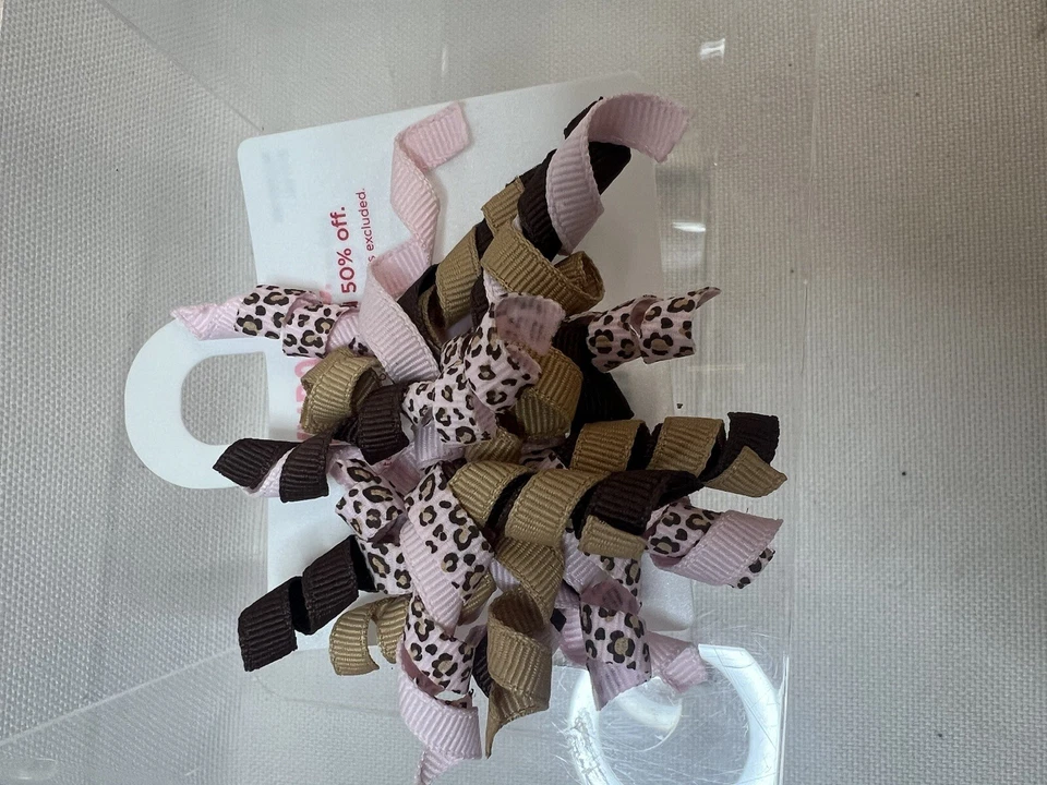 Corbata de pelo con estampado de leopardo rosa para niña Gymboree cinta rizada cola de caballo nueva con etiquetas vintage Foto 1 de 4