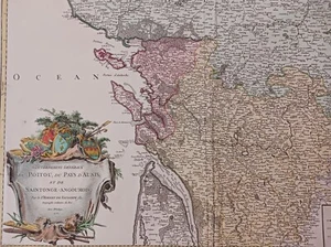 ROBERT DE VAUGONDY CARTE 1753 POITOU AUNIS SAINTONGE ANGOUMOIS CHARENTE MAP - Foto 1 di 7
