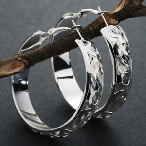 Neu Silber S-Muster Creolen Mode Ohrringe - Bild 1 von 3