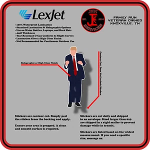 2-Pack Dancing Trump Waterproof Gloss Vinyl Stickers for Water Bottles/Laptops - Afbeelding 1 van 4