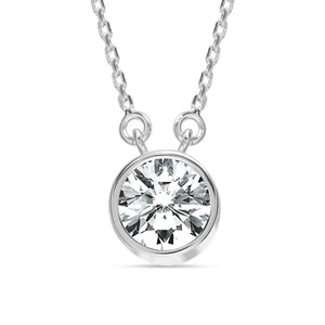 925 Sterling Silver Round CZ Crystal Solitaire Pendant Necklace for Women 18 In - Picture 1 of 7