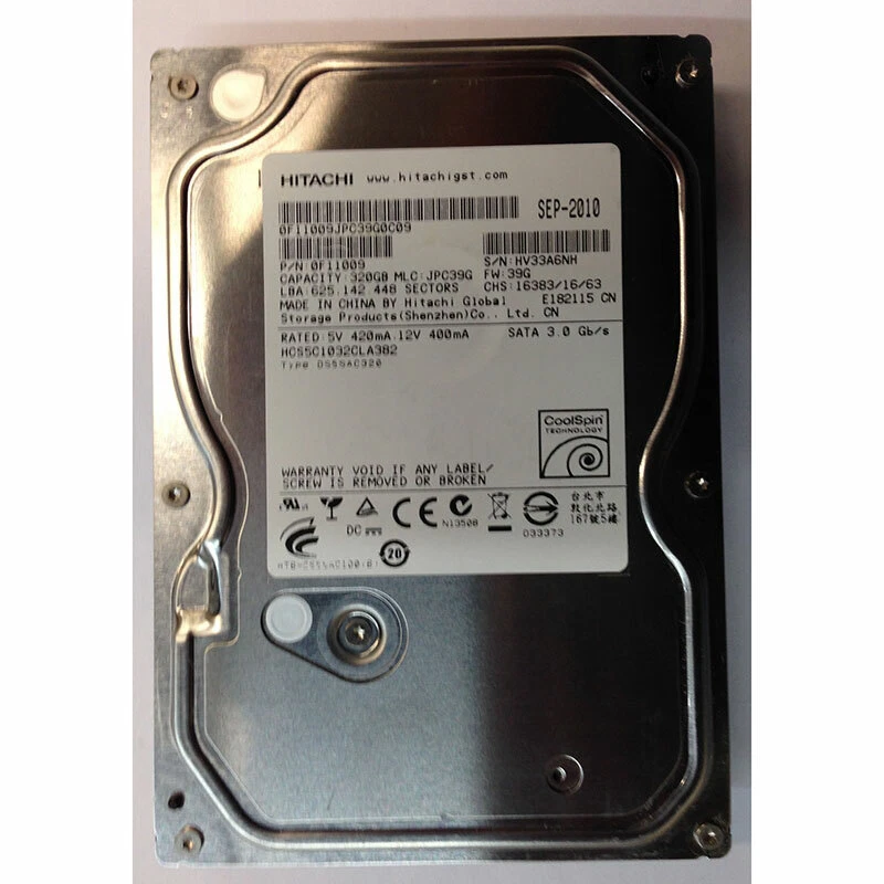 HCS5C1032CLA382 - Hitachi 320GB 7200 RPM SATA 3.5" HDD - Image 1 of 1