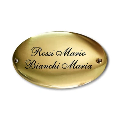 Targhette Ovali incise per porta in ottone bombato o piatte personalizzabili - Immagine 1 di 2