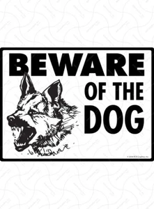 Warning! Beware of German Shepherd Dog Exterior Aluminum Dog Sign - 12" x 9" - Picture 1 of 1
