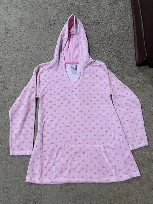 DISNEY STORE PRINCESS PINK Girls SIZE 7/8 HOODED BEACH COVER UP SWIM TERRY CLOTH - Image 1 of 4