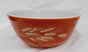 Cuenco mezclador de trigo vintage Pyrex Autumn Harvest #403 2,5 cuartos de galón Naranja quemada - Imagen 1 de 7