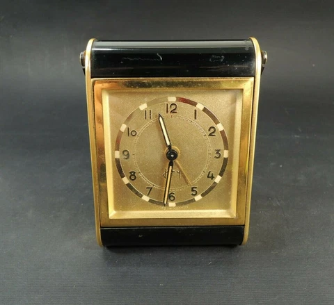 Mid Century Modern  French Bauhaus Japy Travel Alarm Clock- Working Cover