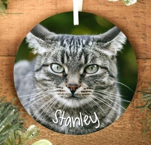 Adorno de decoración colgante de árbol de Navidad para gato, construcción personalizada de madera para mascotas - Imagen 1 de 12