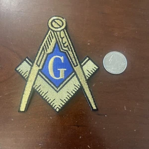 Masons  Masonic Gold &  Blue Iron on Patch 3.5” - USA Product &ship! - Picture 1 of 3