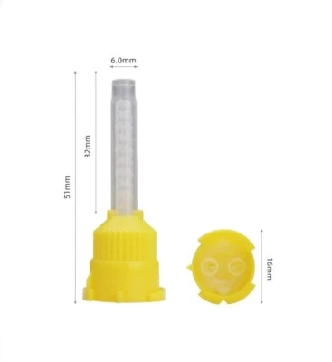 KIMINGO 50PCS Dental Mixing Tip Impression Short Yellow T-Type Mixing Tip 5CM 1:1 Yellow