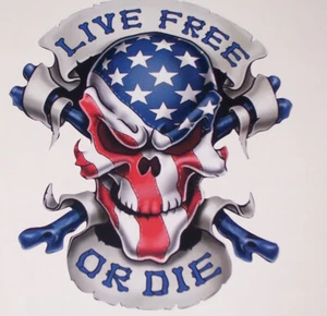 LIVE FREE OR DIE American Flag Skull Skulls Decal Sticker Window Decals Stickers - Bild 1 von 2