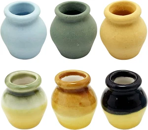 Miniature Terracotta Pots, 6 Pieces Mini Ceramic Clay Flower Pots Pottery Plante - Picture 1 of 7