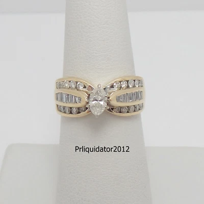 1CT Natural Marquise Diamond Engagement Wedding Bridal Ring 14K Yellow Gold - Image 1 of 4