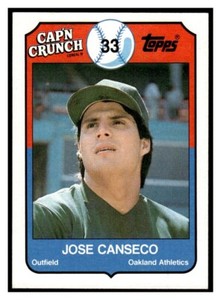 1989 Topps Cap'n Crunch 1 Jose Canseco Oakland Athletics A's MLB baseball card