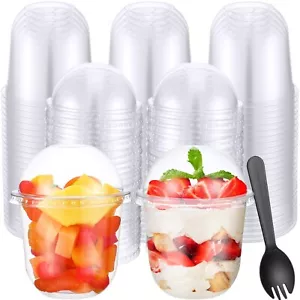 200 Pack Clear Plastic Cups Dessert Cups Yogurt Parfait Cups with Lids Clear ... - Picture 1 of 7