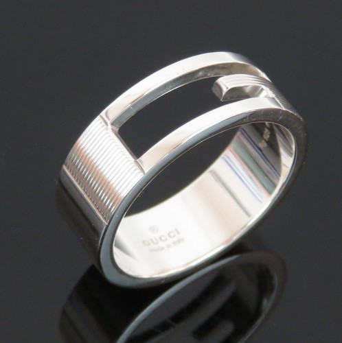 Anello Fanda Larga Autentico Gucci Made in Italy Argento Sterling 925 G USA Taglia 10 25 8 9g