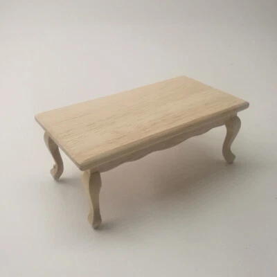 Mesa de centro lisa miniatura para casa de muñecas escala 1/12 muebles sin pintar sin terminar Foto 1 de 4