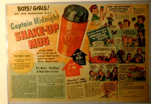 Captain Midnight Large ads (2) Shake-up Mug / Spy-Scope 10 x 14" - Picture 1 of 2